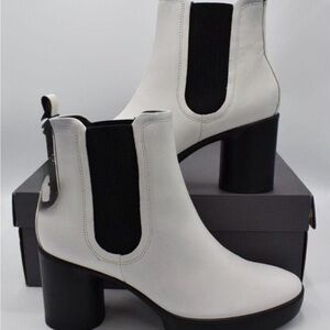 Ecco White and Black Heeled Boots